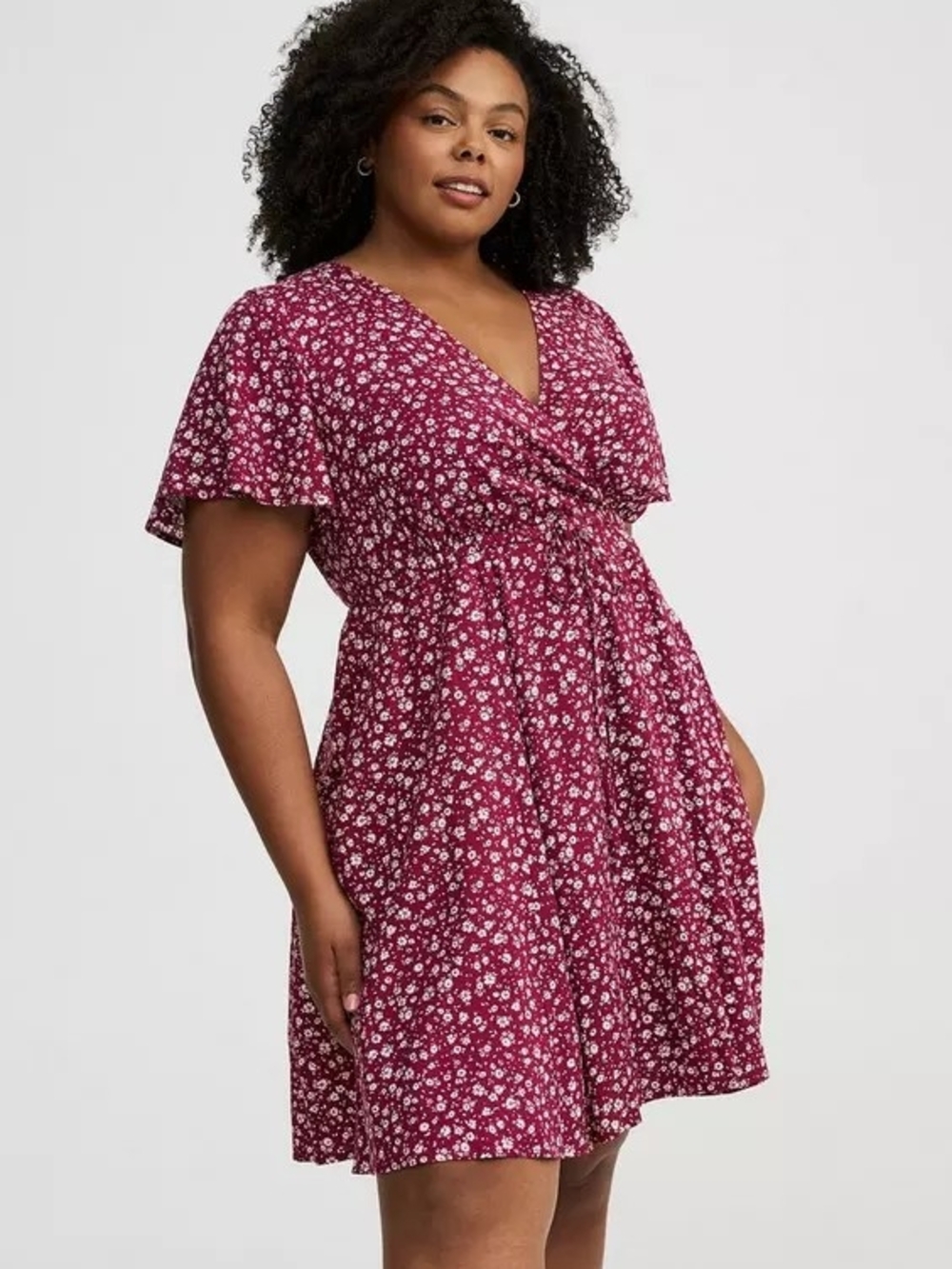 Torrid Surplice Flutter-Sleeve Mini Dress Size 0X (12,Large)